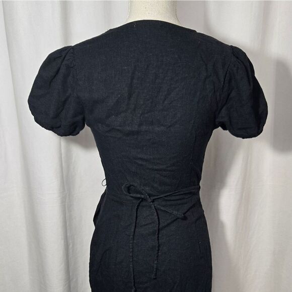 Culture Code Black Linen Wrap Dress Sz Small - Picture 4 of 6